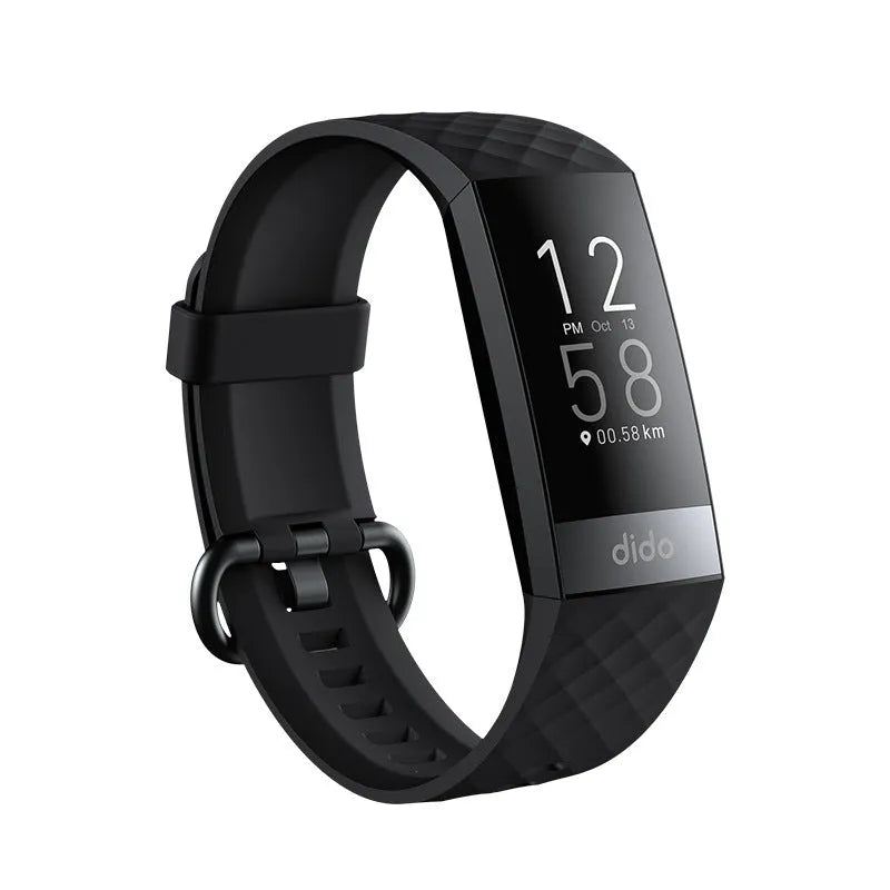 Y6 Black smart bracelet with touchscreen displaying heart rate and blood pressure readings