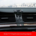 Snap-on car phone bracket for Škoda vehicles with air vent mounting
