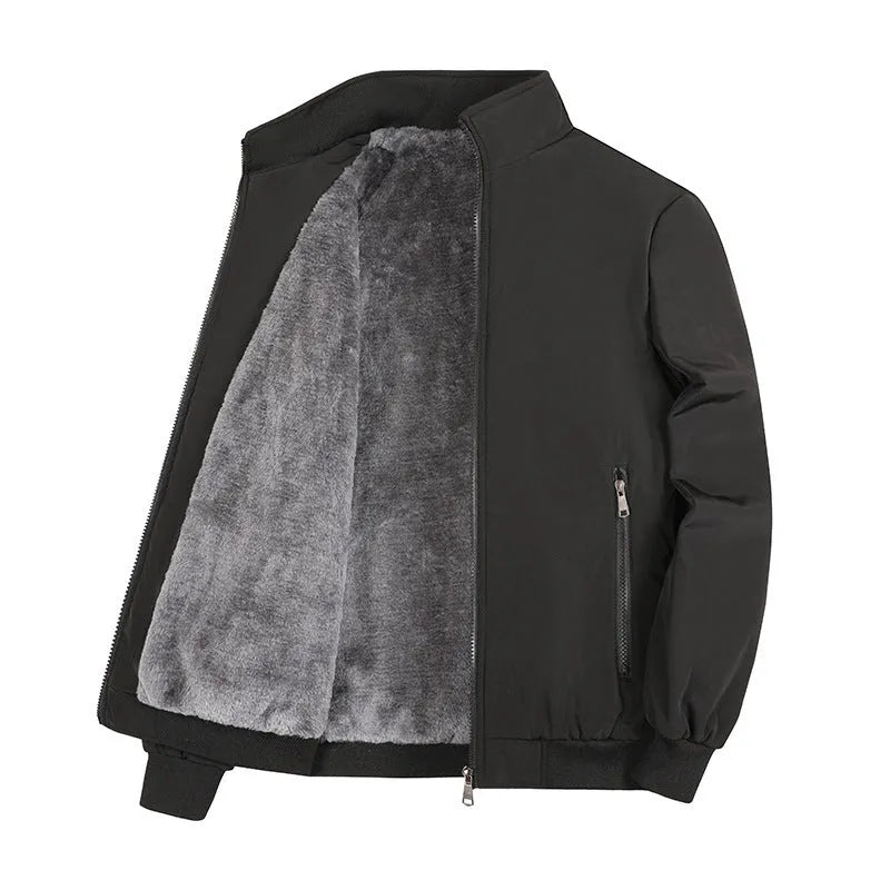 Men's winter thickening cotton coat in black, oversized fit, size M to 8XL, polyester fibre