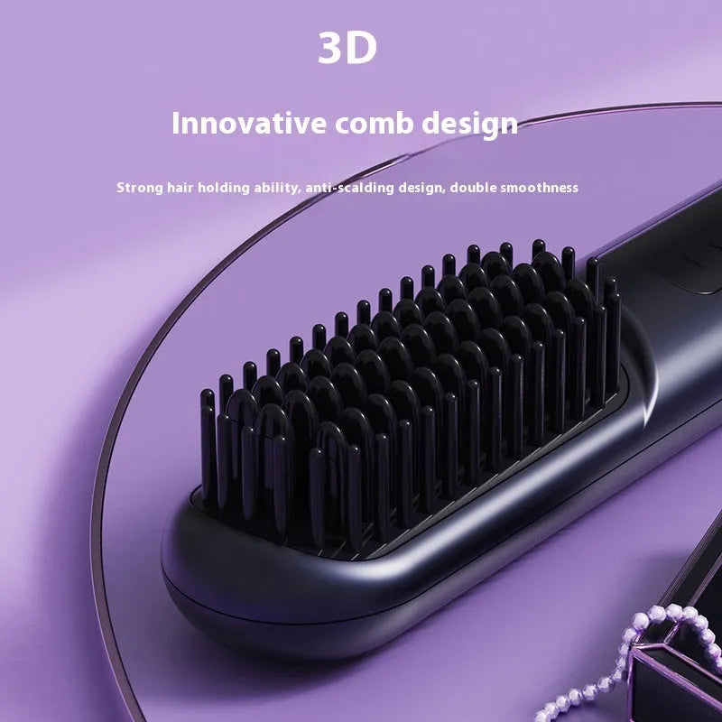 Portable charging negative ion straight hair comb in white, dark blue or grey colours