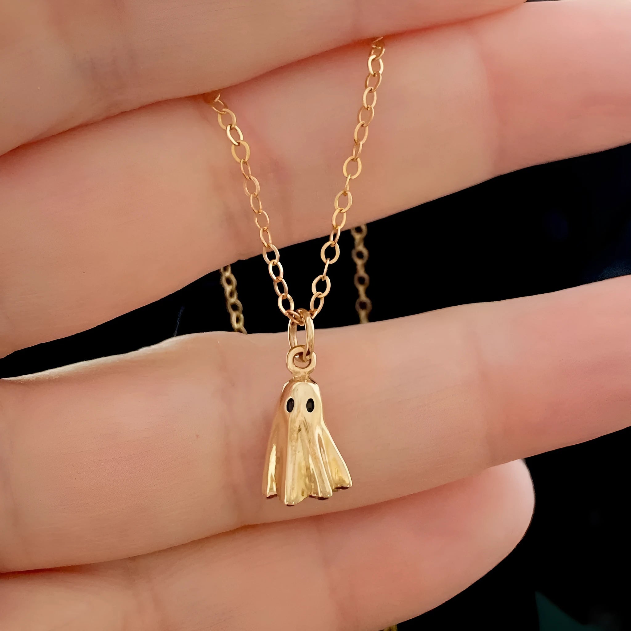 Ghost pendant necklace with titanium steel pendant and choice of chain styles
