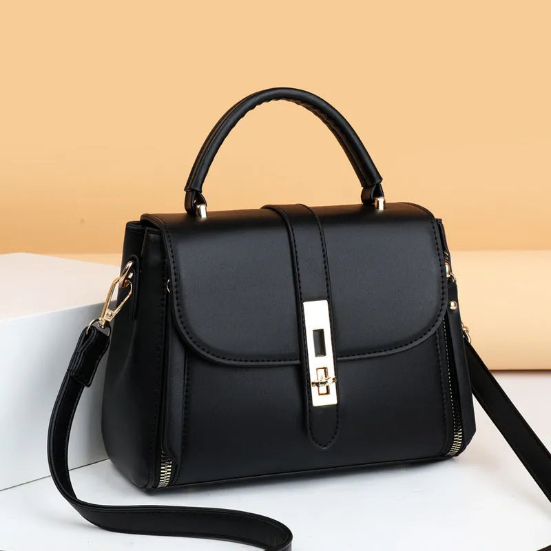 Women's vertical square messenger shoulder bag in soft PU leather with interior lining