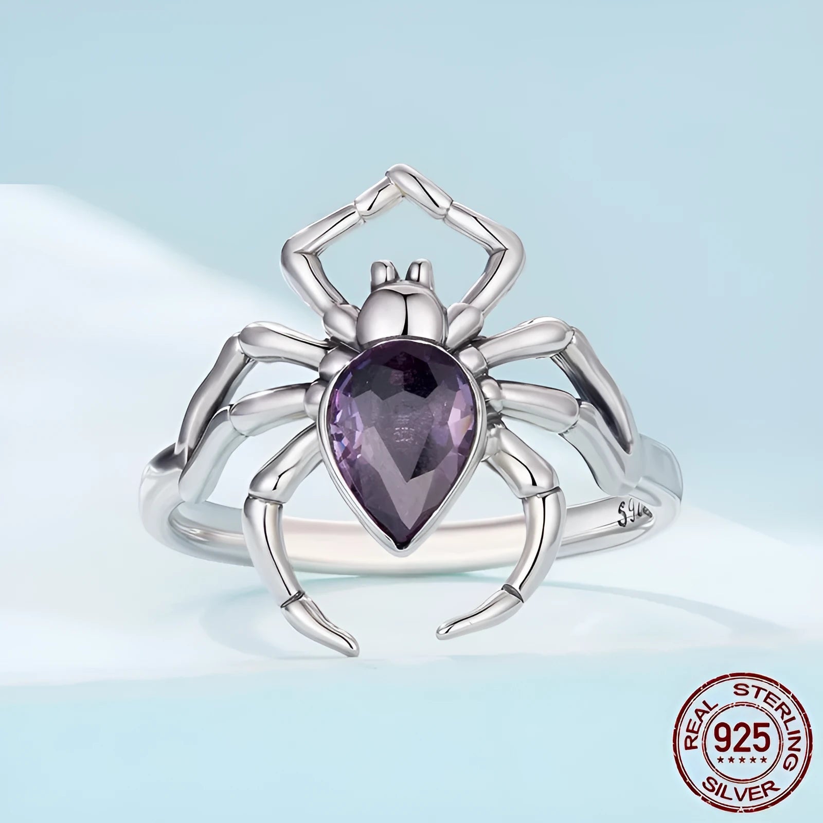 Niche S925 sterling silver animal zodiac ring with inlaid zircon on a white background