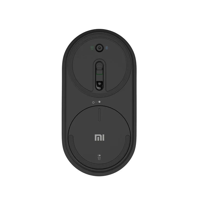Black and white wireless portable mouse with Bluetooth 2.4GHz connection for laptop use