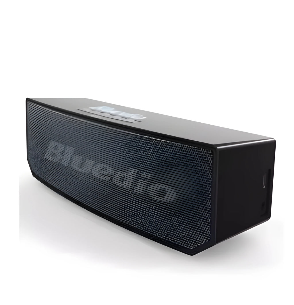 Black BS-6 Bluetooth smart speaker with compact rectangular design.