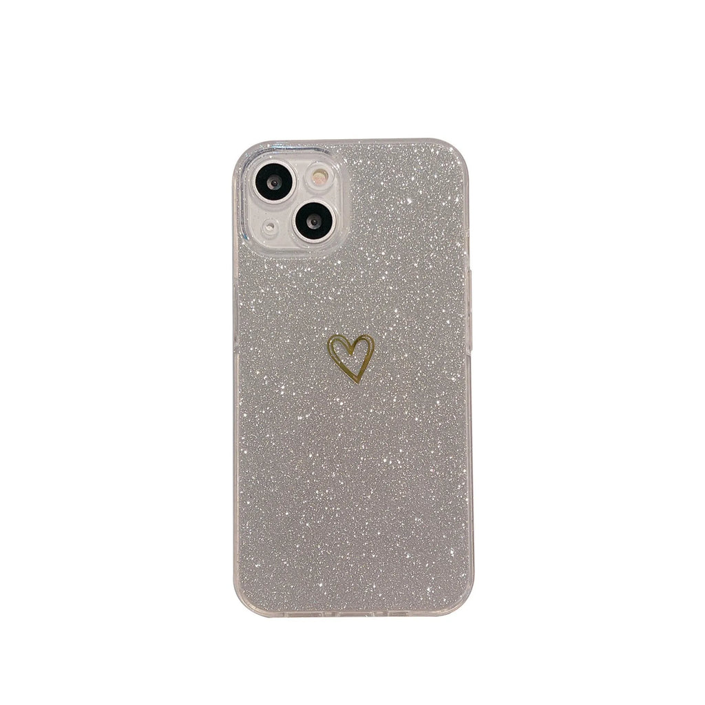 Glitter plated love phone case with TPU anti-drop protection for iPhone models