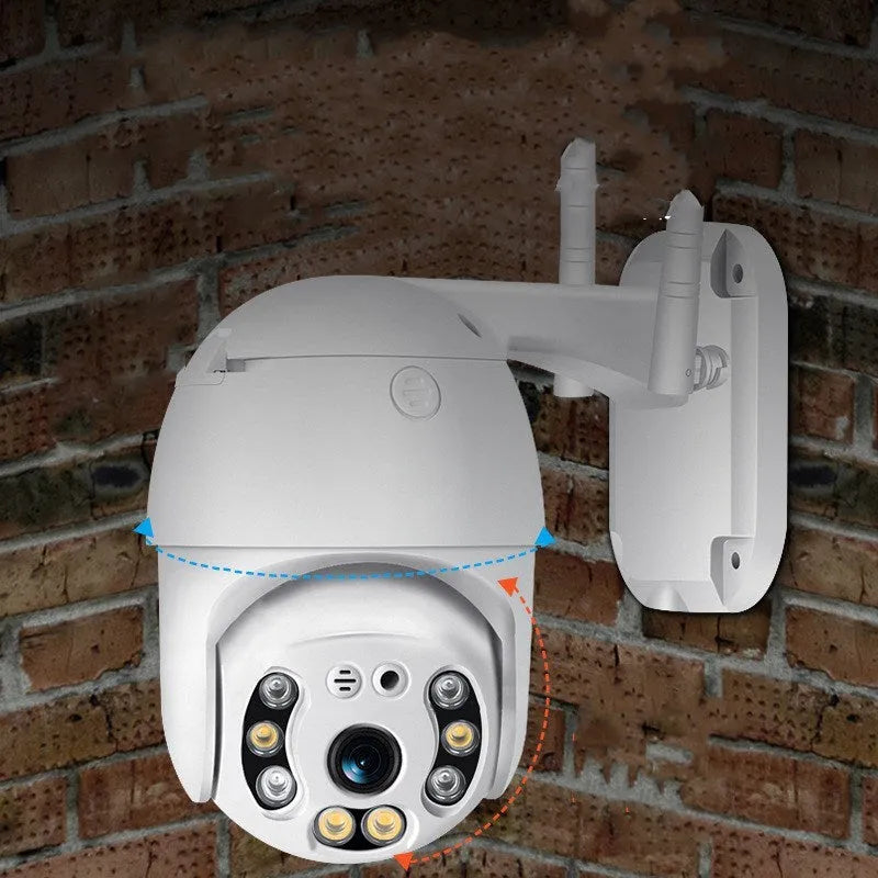 White hemispherical 4G remote monitor camera with 1080P resolution and 3.6mm lens on a light background