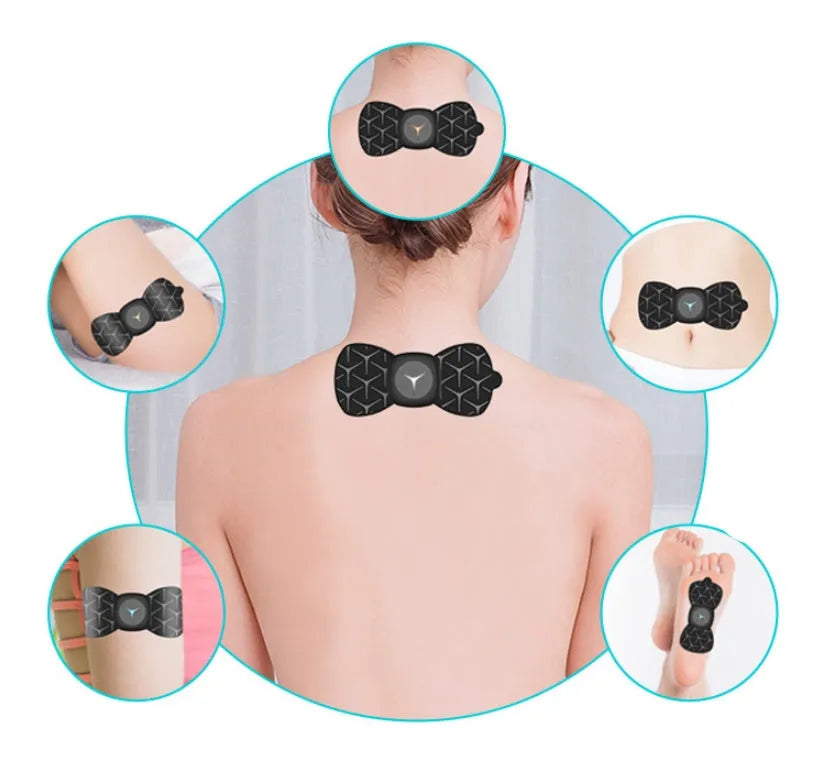 Mini shoulder and neck massager with six massage modes, adjustable pulse intensity and 30-minute timer in black or white