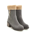 A pair of men's lace-up snow boots with a thick rubber sole and plush lining, shown in multiple colour options.