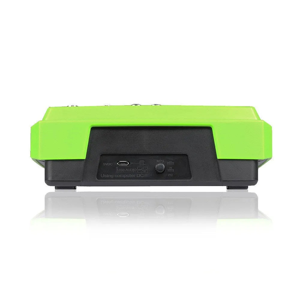 Reverb audio processor 20W USB mixer in green with power adapter and data line