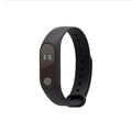 A smart wristband fitness tracker with a heart rate sensor on a wrist, shown in multiple colour options.