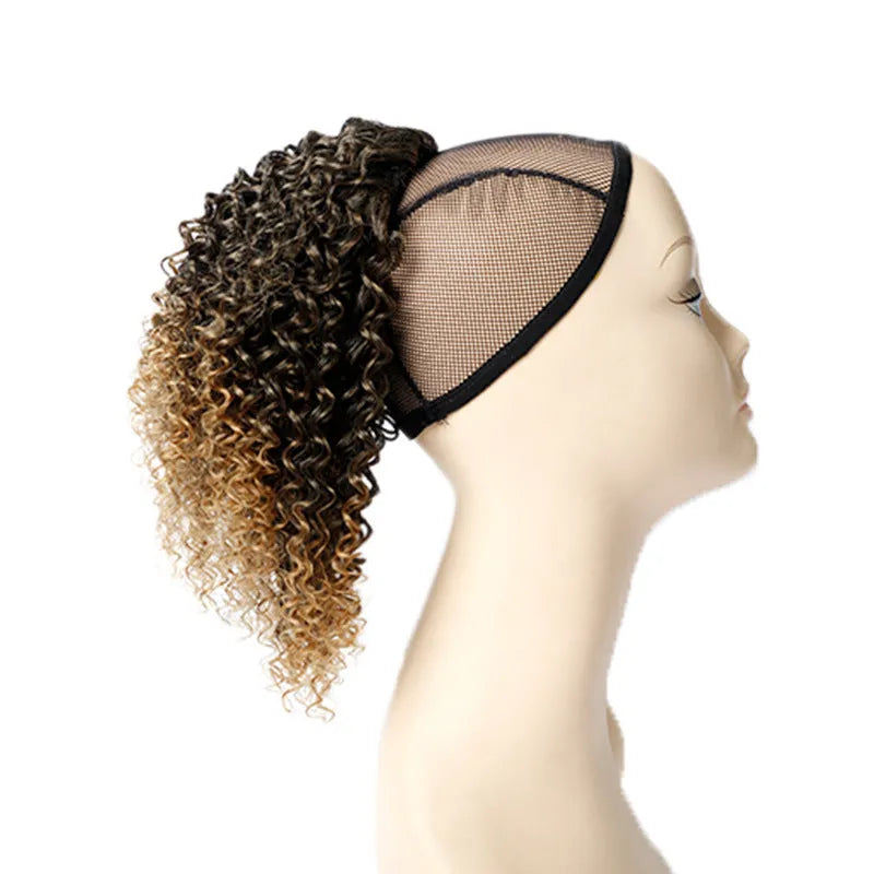 Fluffy 14 inch ponytail hairpiece in high temperature synthetic fibre with drawstring attachment