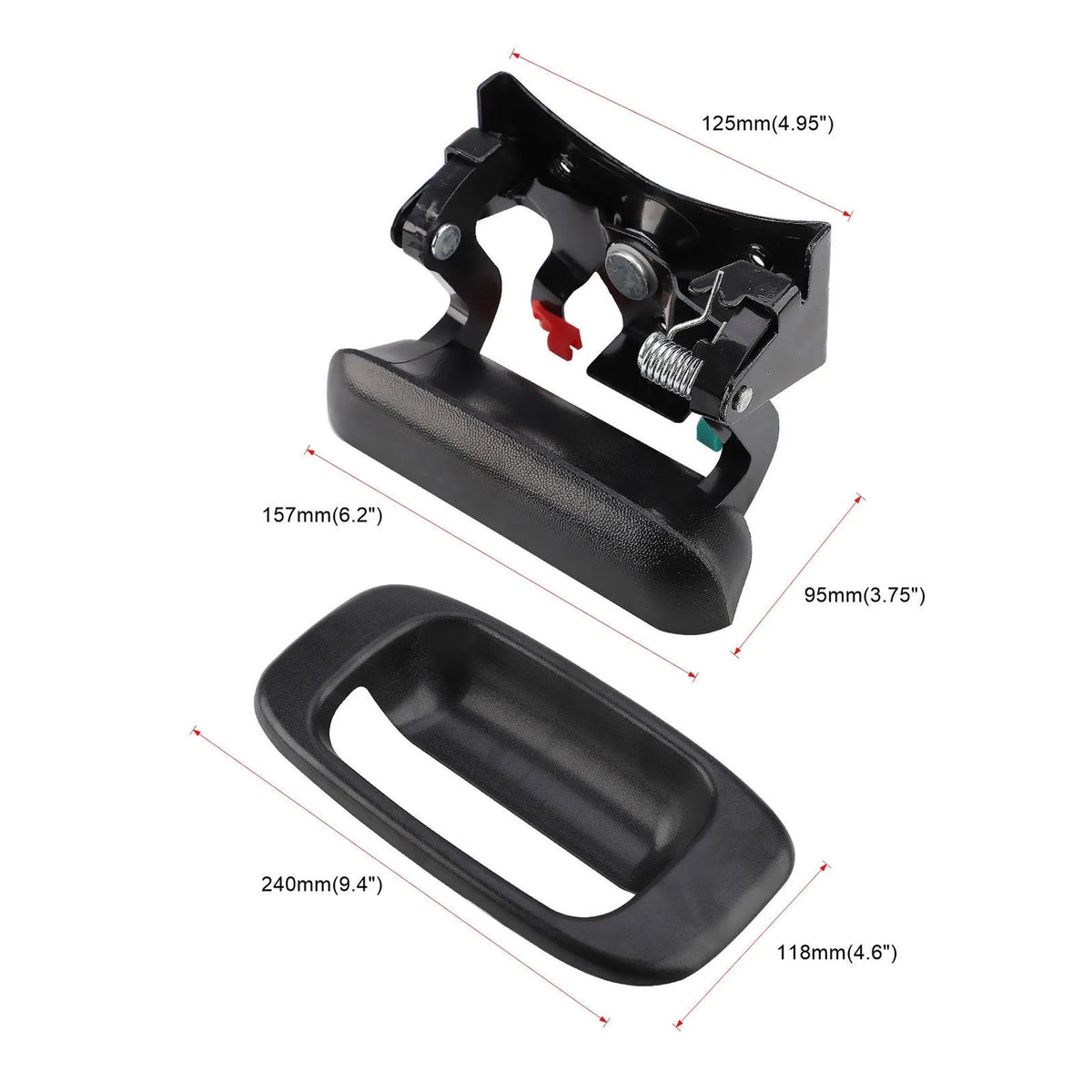 Black tailgate handle set for Chevrolet Silverado, ABS and metal replacement part, model XH-A-623