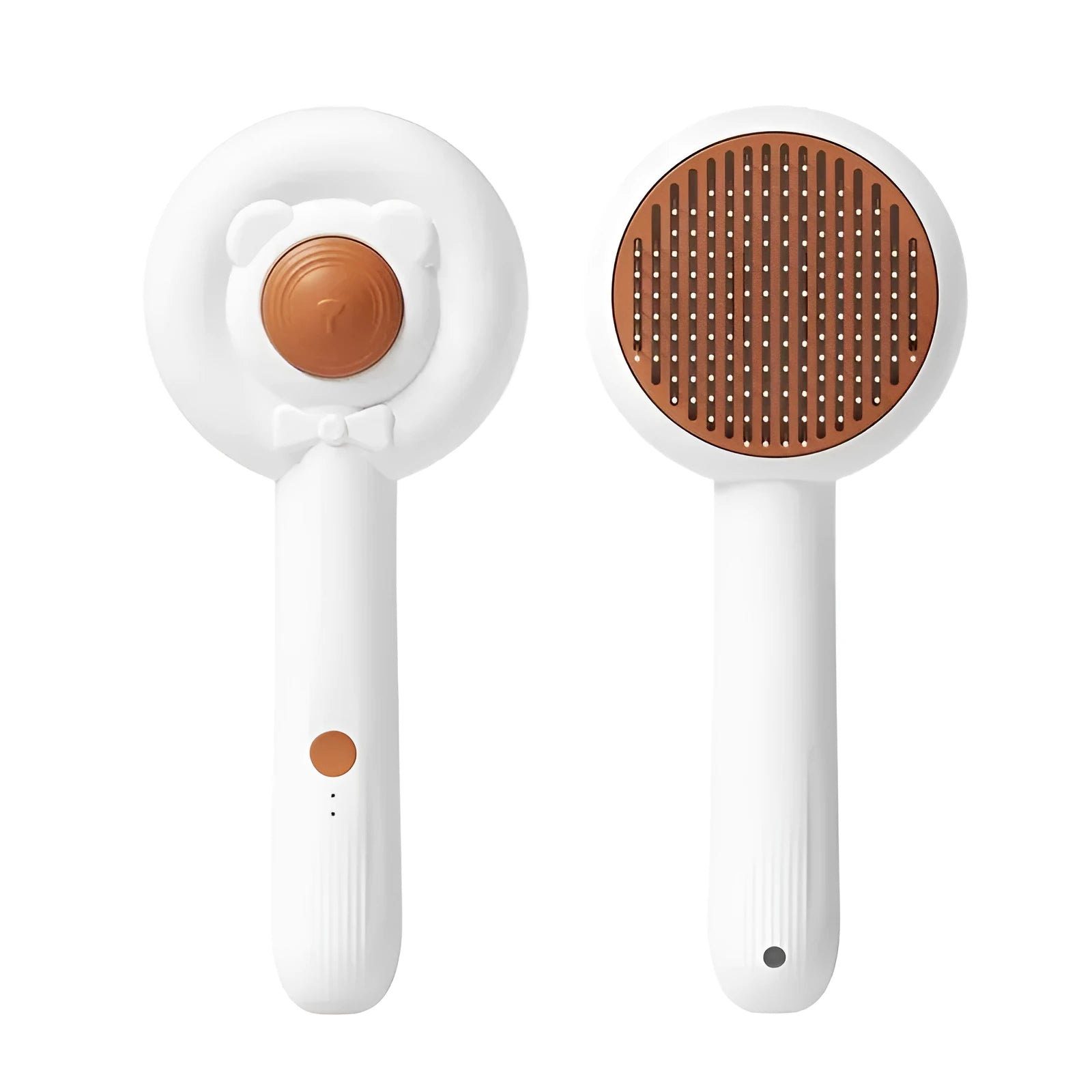 Rechargeable two-in-one pet nail trimmer comb for cats and dogs in brown and gray