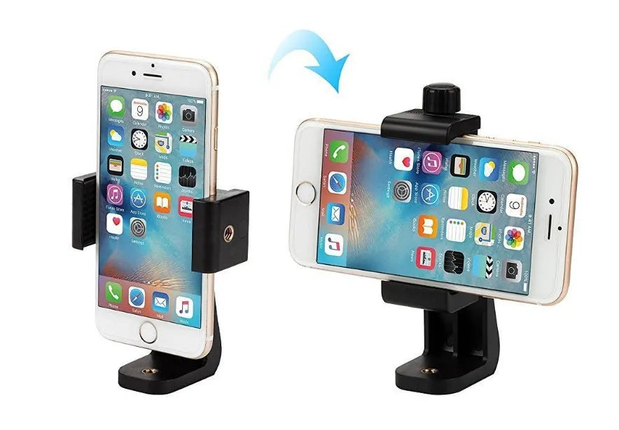 Black universal mount cell phone clipper holder with adjustable clip for 5.6-10.2cm devices