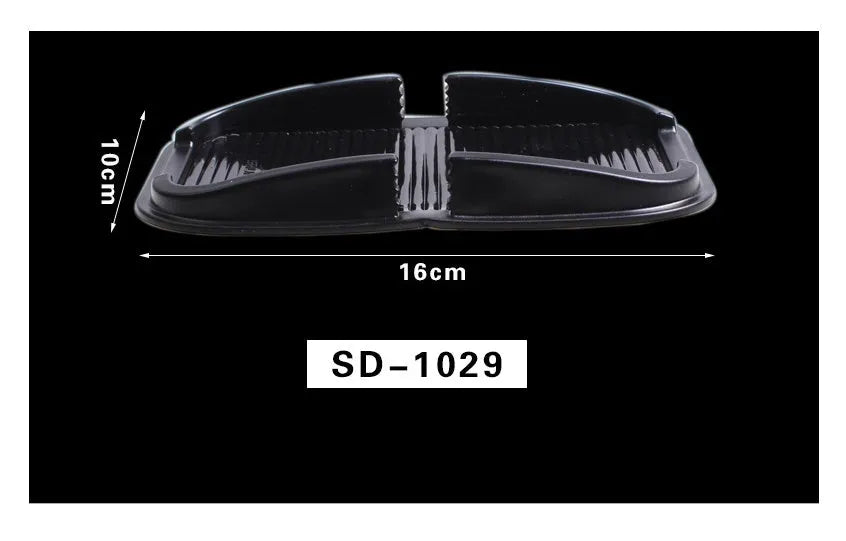 Black PU car dashboard non-slip mat with storage box for phone and small items, washable PVC, 3 sizes