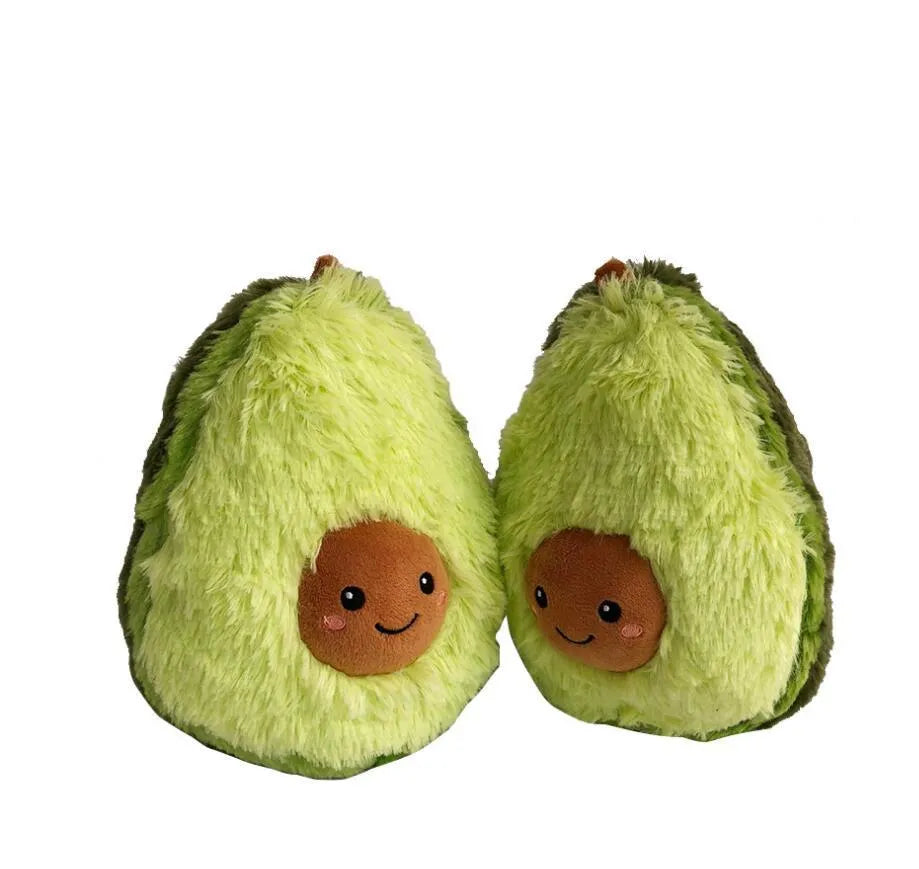 Soft plush avocado pillow toy in 20cm size with green fabric and PP cotton filling