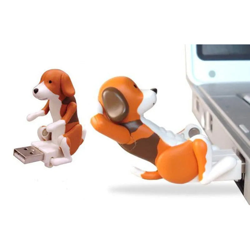 Portable mini brown USB powered dog figure for desktop computer stress relief