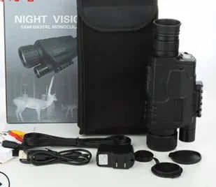 Black digital night vision monocular with 5x magnification, 40mm objective lens, and compact design