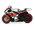 Cartoon motorcycle USB drive with wrist strap in red and white, 4GB to 64GB capacity options