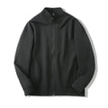 Men's stand collar polyester jacket in straight hem design with long sleeves