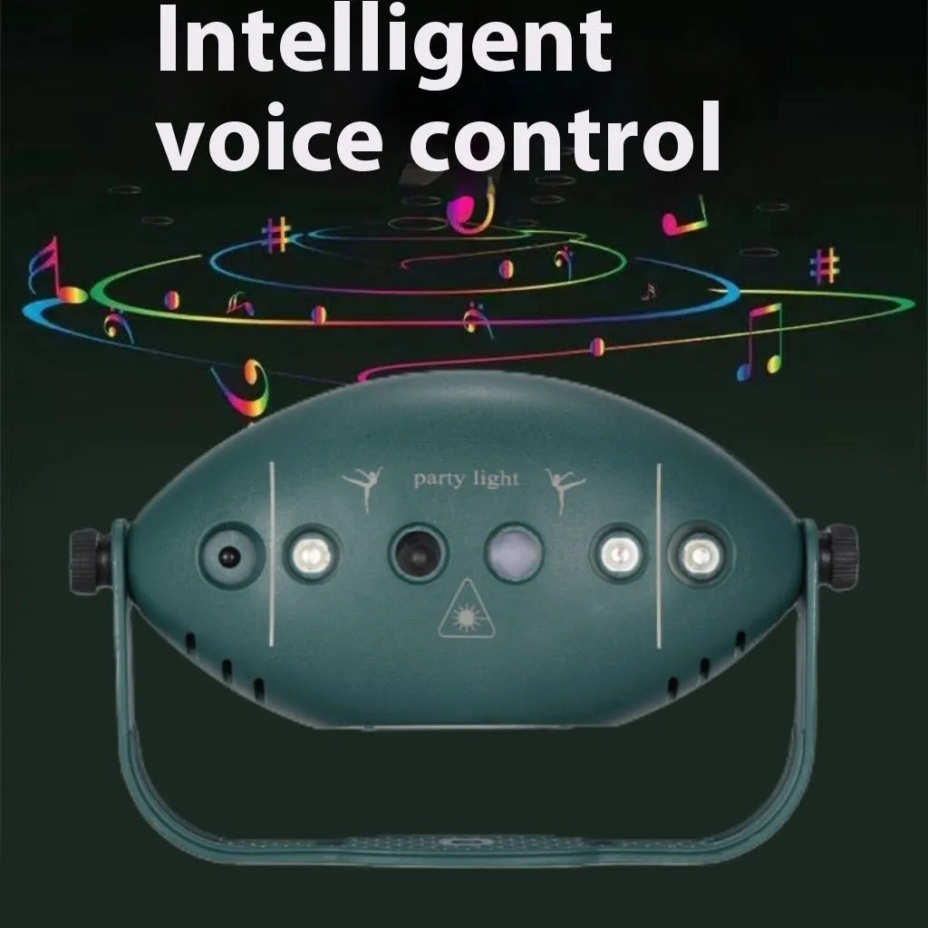 KTV Halloween disco projection lamp with 72 green figures, remote control, and mounting bracket