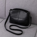 Pure cowhide genuine leather women's handbag top grain medium soft horizontal square plaid urban minimalist style
