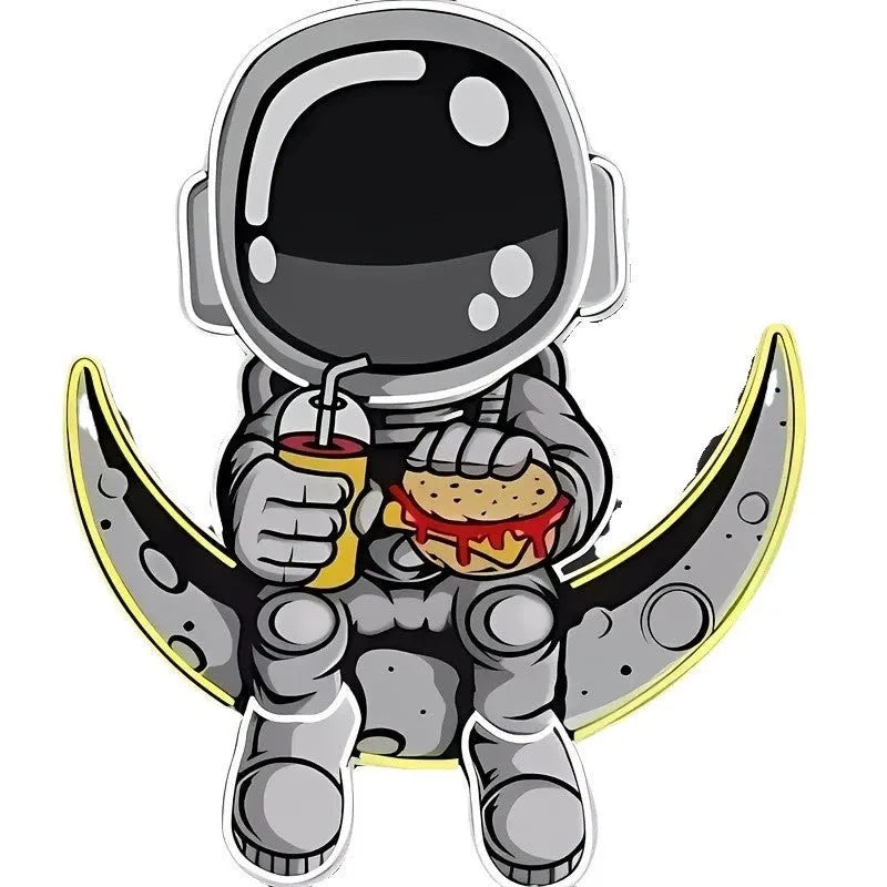 Wall mounted astronaut neon light with moon design measuring 30cm by 35cm