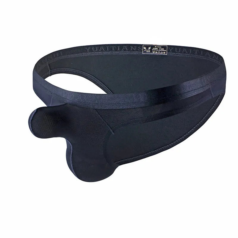 Men's thin solid colour low waist underwear in plus sizes with breathable nylon fabric
