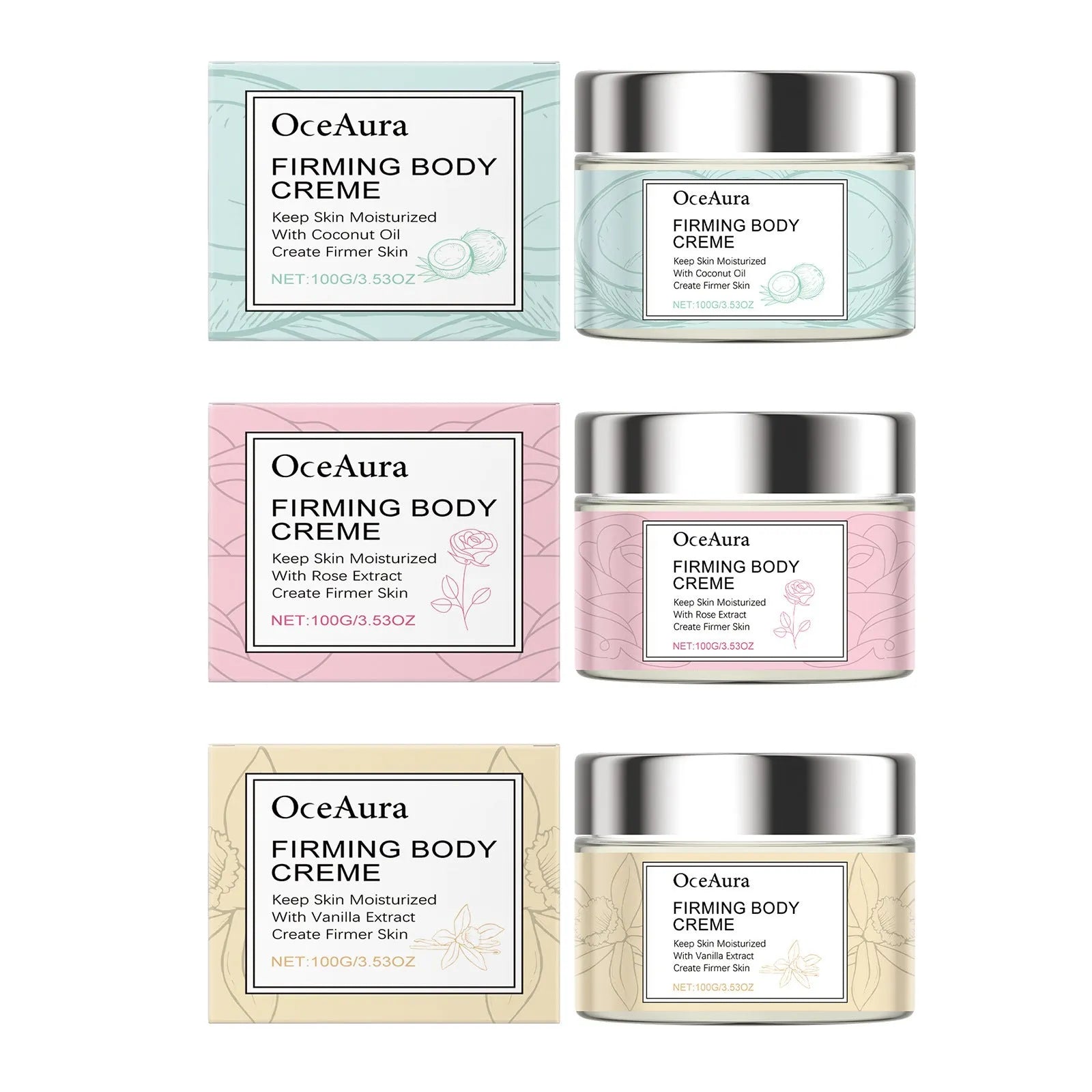 Compact 100g moisturising body lotion tube with coconut, rose, and vanilla flavours