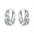 Sterling silver retro hollow butterfly earrings with zircon stones, S925 silver, 14mm by 5mm.