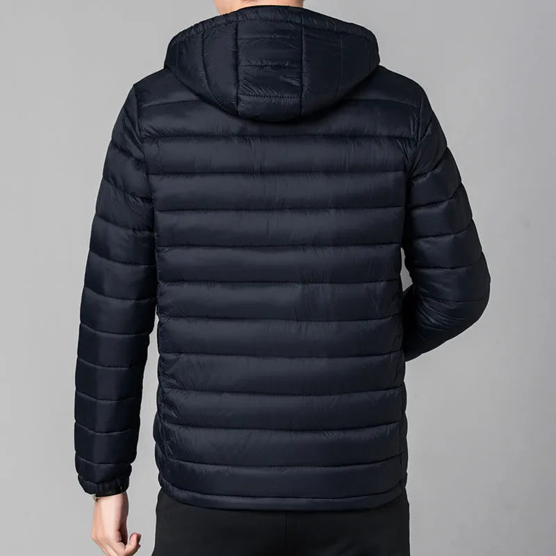 Polyester men's double-sided wear cotton jacket cardigan style in solid colour, loose fit winter coat