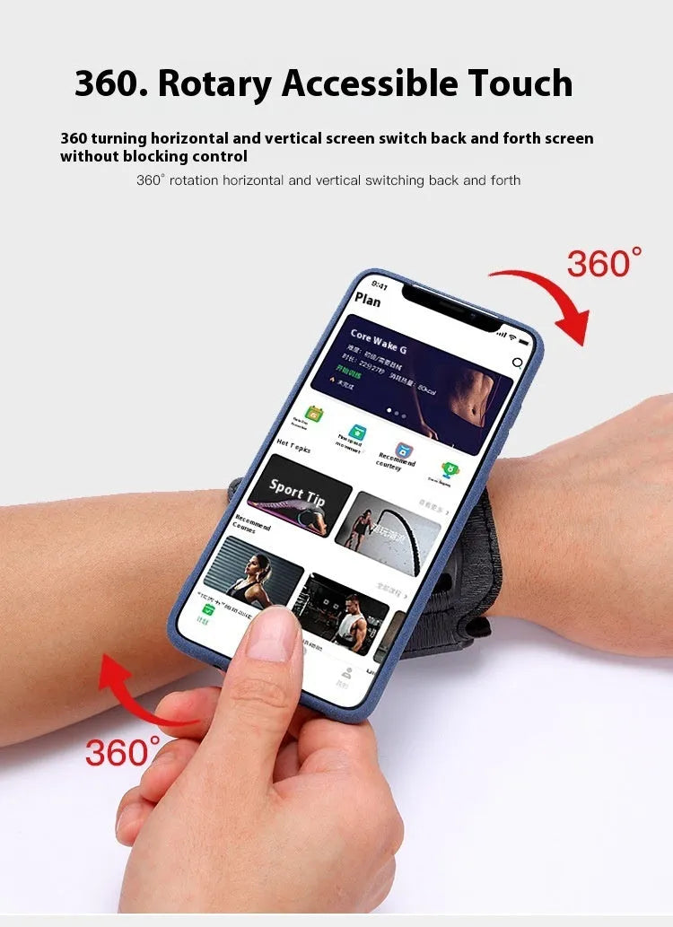 Black mobile phone holder wrist strap for takeaway delivery and sports with adjustable strap