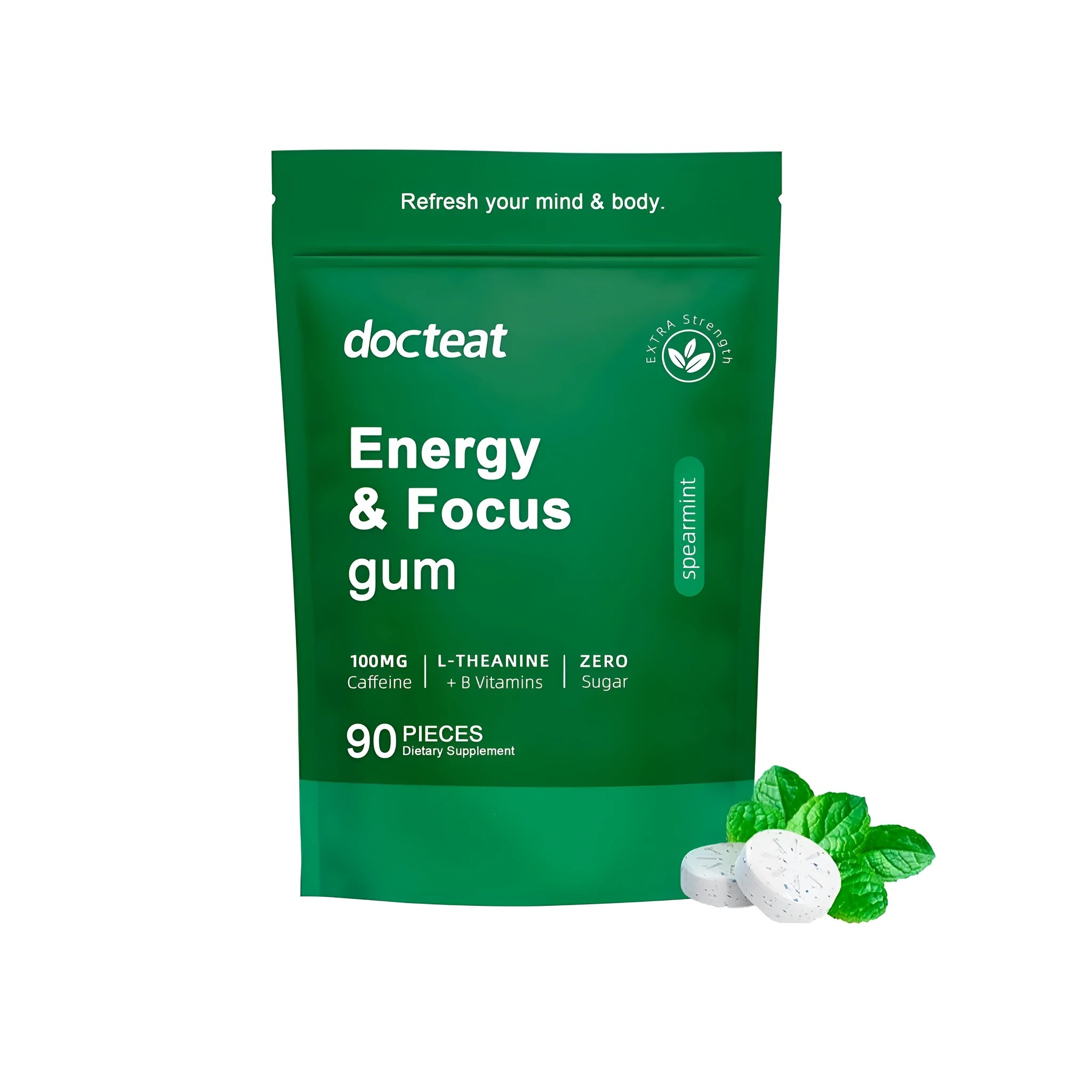 Mint tablet sugar dietary supplement tablets in 90 piece pack with green coffee beans and L-Theanine