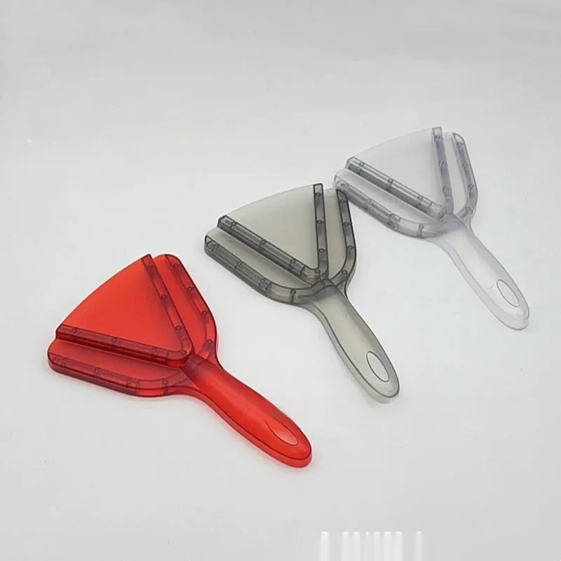 Adjustable telescopic manual can opener and bottle opener with non-slip red plastic handle.