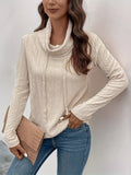 Apricot coloured hooded pullover sweater with long sleeves and drawstring waist