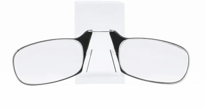 Ultra-thin portable glasses case for legless nose clip reading glasses with PC lens, black frame