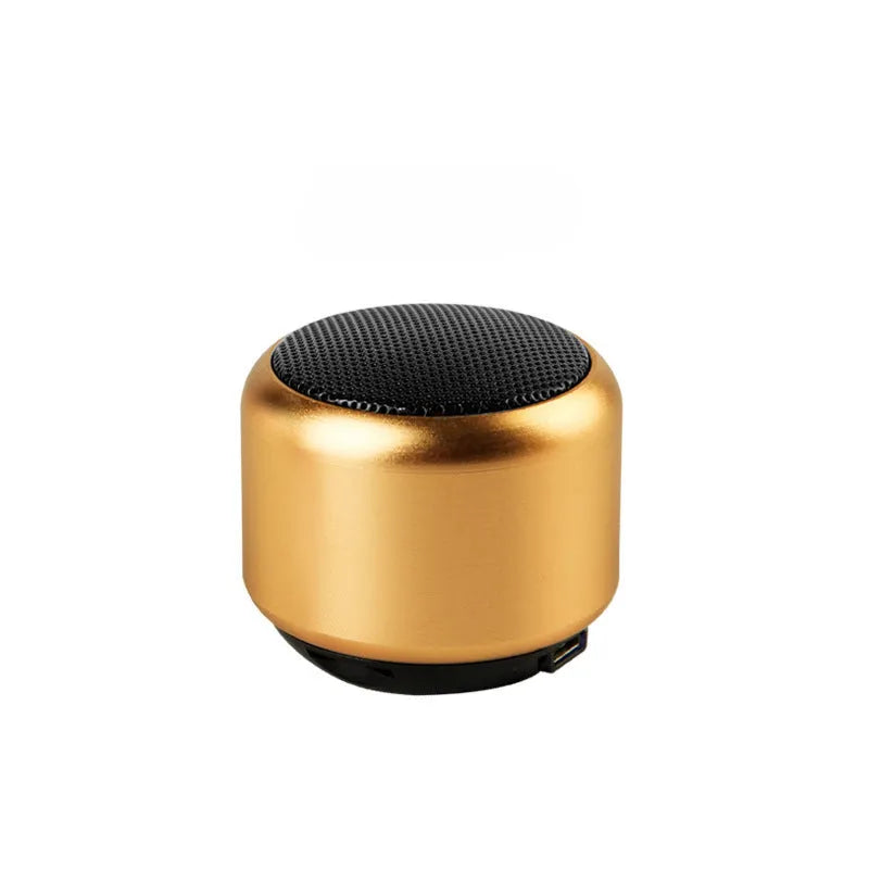 Small portable Bluetooth speaker in black, blue, gold, or pink colour