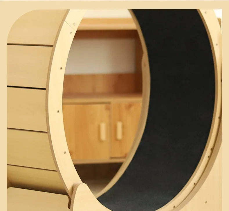 Wooden silent cat exercise wheel with snail shape and scratch-resistant surface, M and L sizes