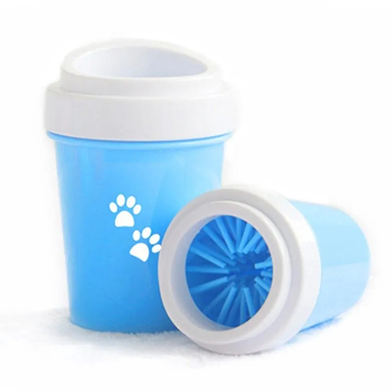 Dog foot washing cup paw washer in green with silicone bristles inside plastic cup