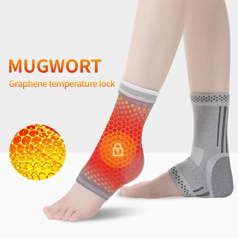 Graphene ankle brace compression sleeve for sprained ankle support with copper ions for breathability