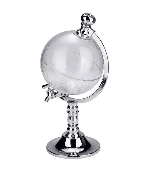 Transparent globe wine decanter on silver stand with 1 litre capacity for alcohol drinks