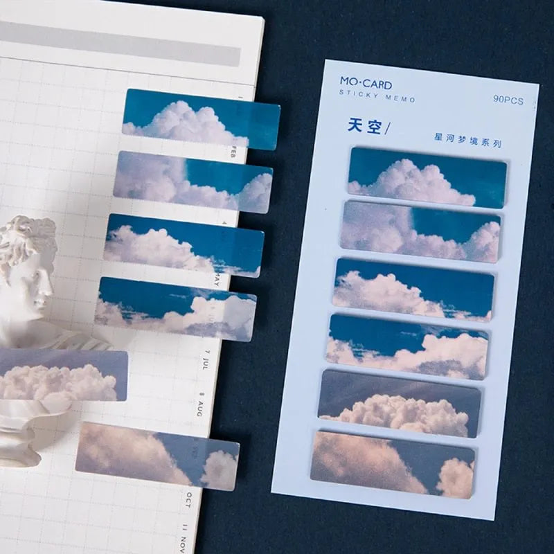 90 reusable night sky star index cards in celestial colours with writable PET plastic surface