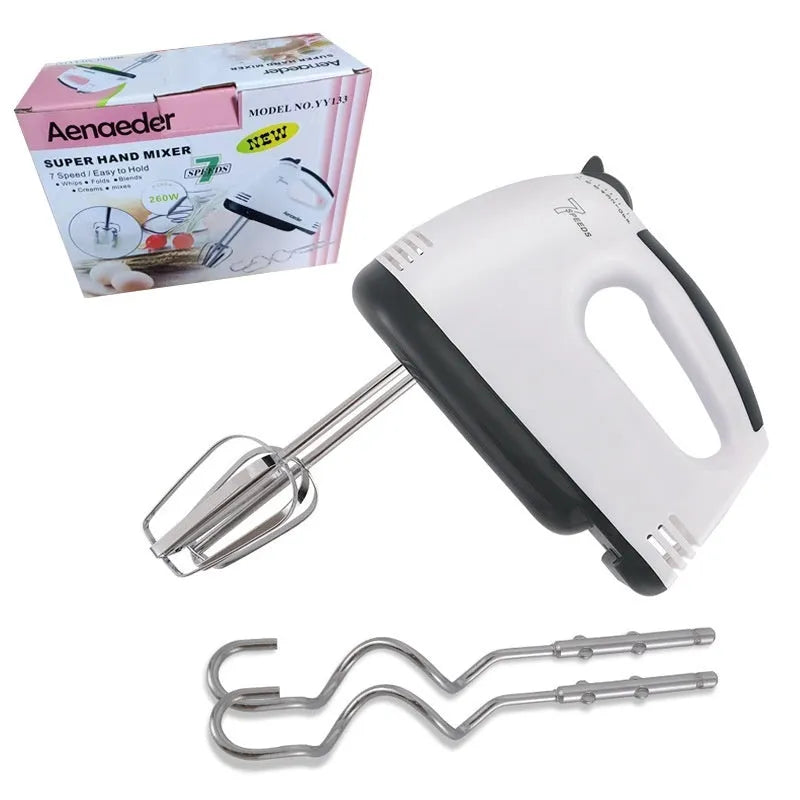 Household electric egg beater with 7 speed settings and four colour options for cake baking