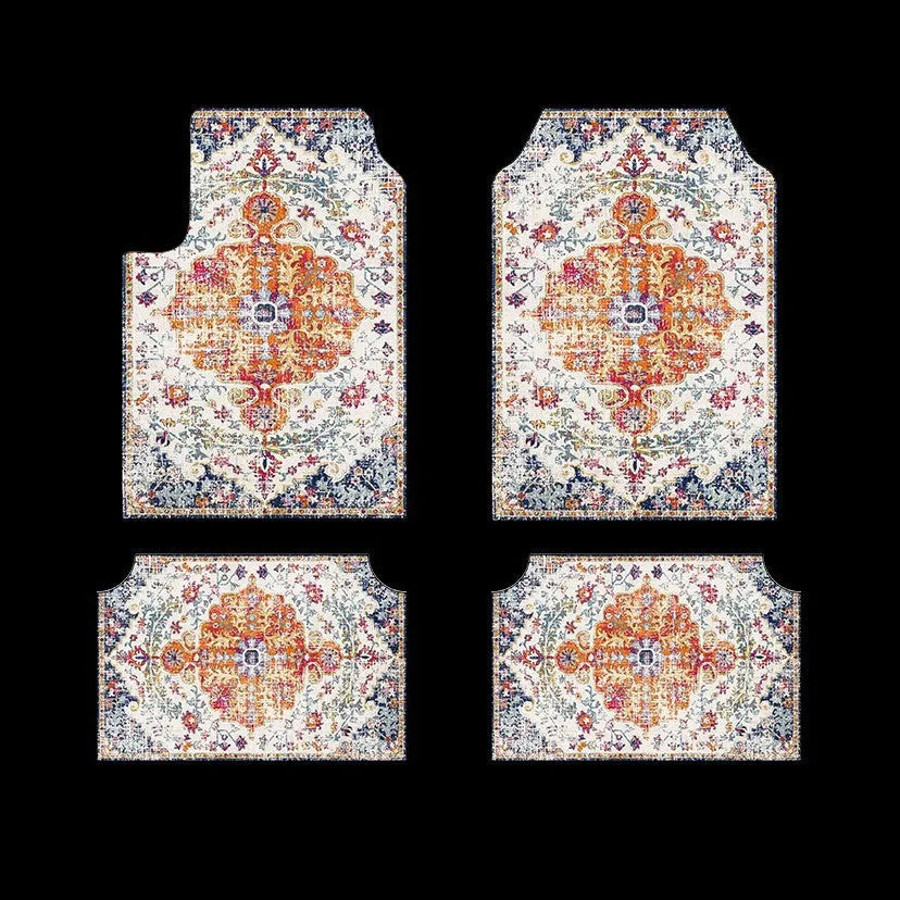 Retro Persian geometric pattern car foot mat in polyester fibre, dust-proof and stain-resistant, 33x44cm size