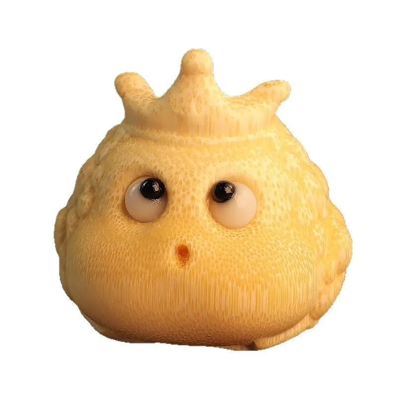 Solid bamboo carving crown princess toad ornament with 5.0 live eye size