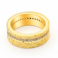 Gold electroplated geometric zircon ring for women in UK sizes 6, 7, 8