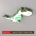 48cm cartoon dinosaur ceiling light with aluminium body and PVC shade, showing electrodeless dimming control.