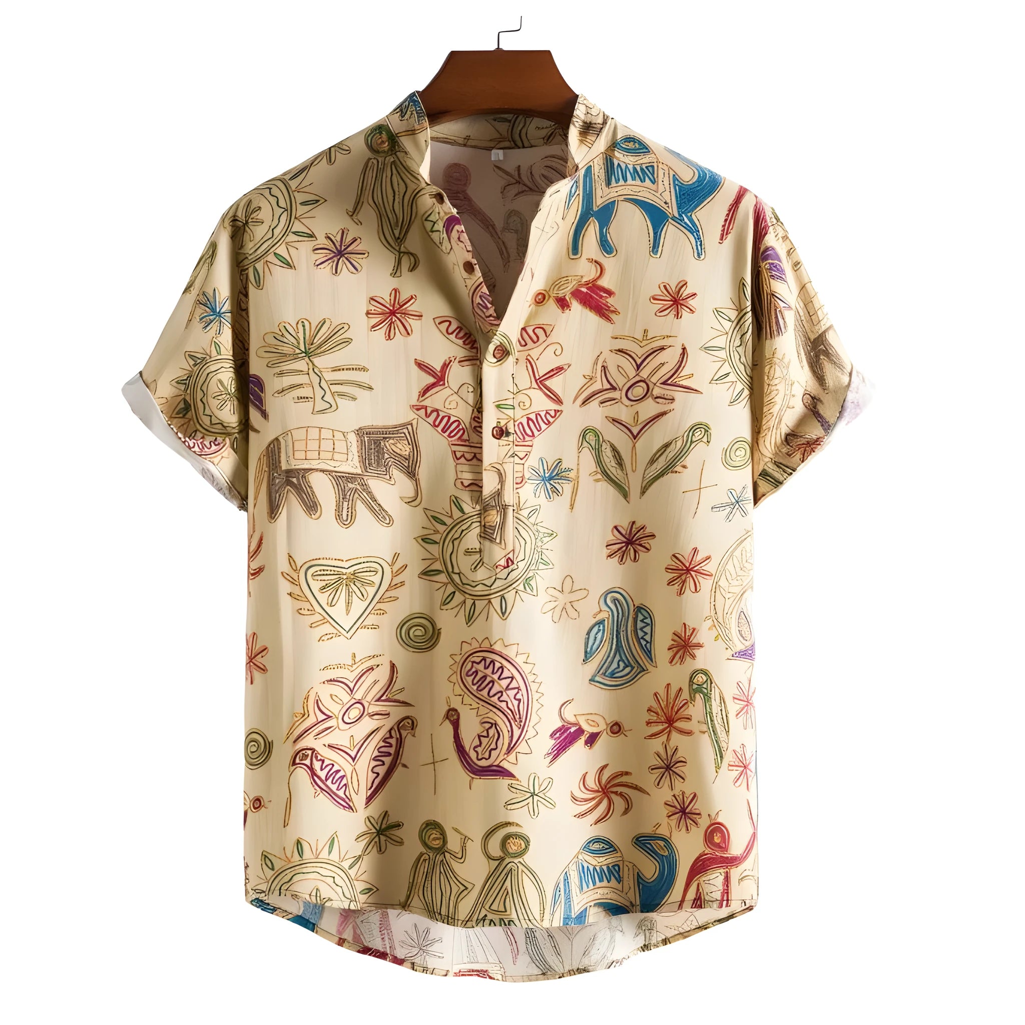 Men's plus size cardigan shirt with 3D digital printing in a colour matching pattern.
