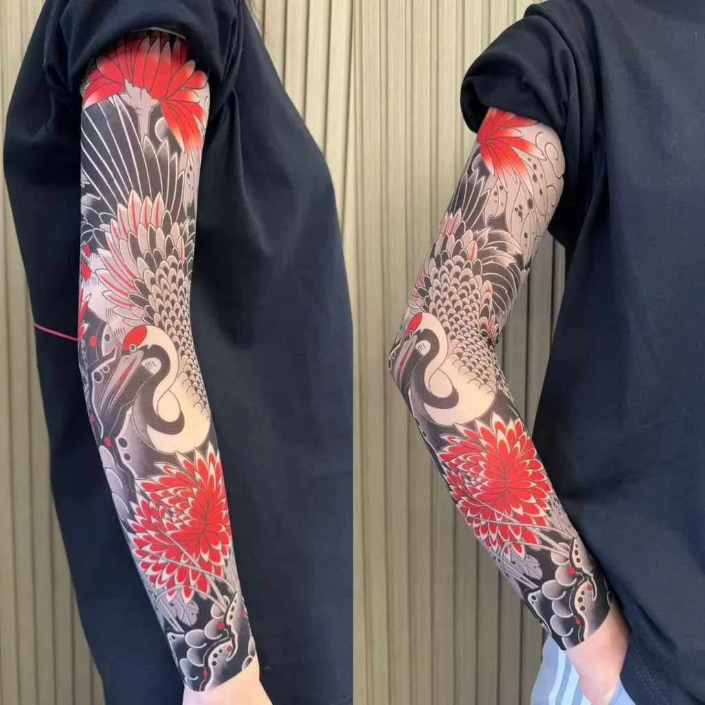 Unisex nylon sun protection ice sleeve with dragon pattern for outdoor sports